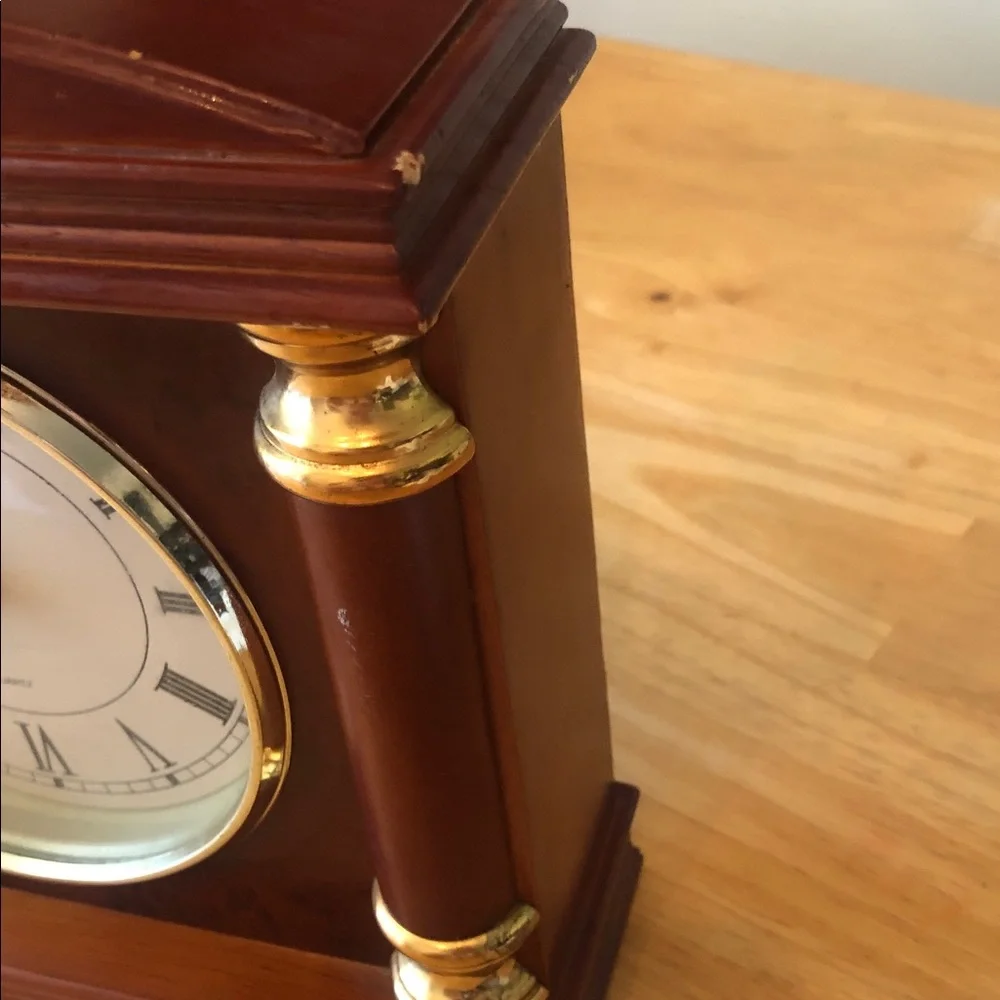 Stiffel Brown and Gold Mantel Clock - Classic Home Wall Decor
